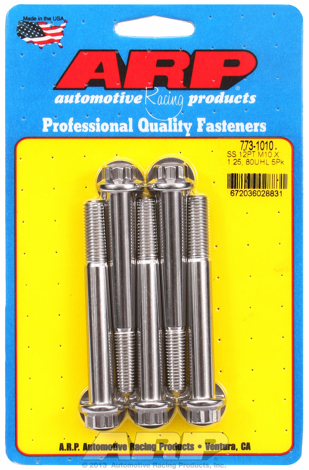M10 x 1.25 x 80 12pt SS bolts