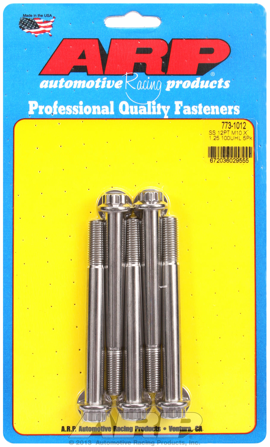 M10 x 1.25 x 100 12pt SS bolts
