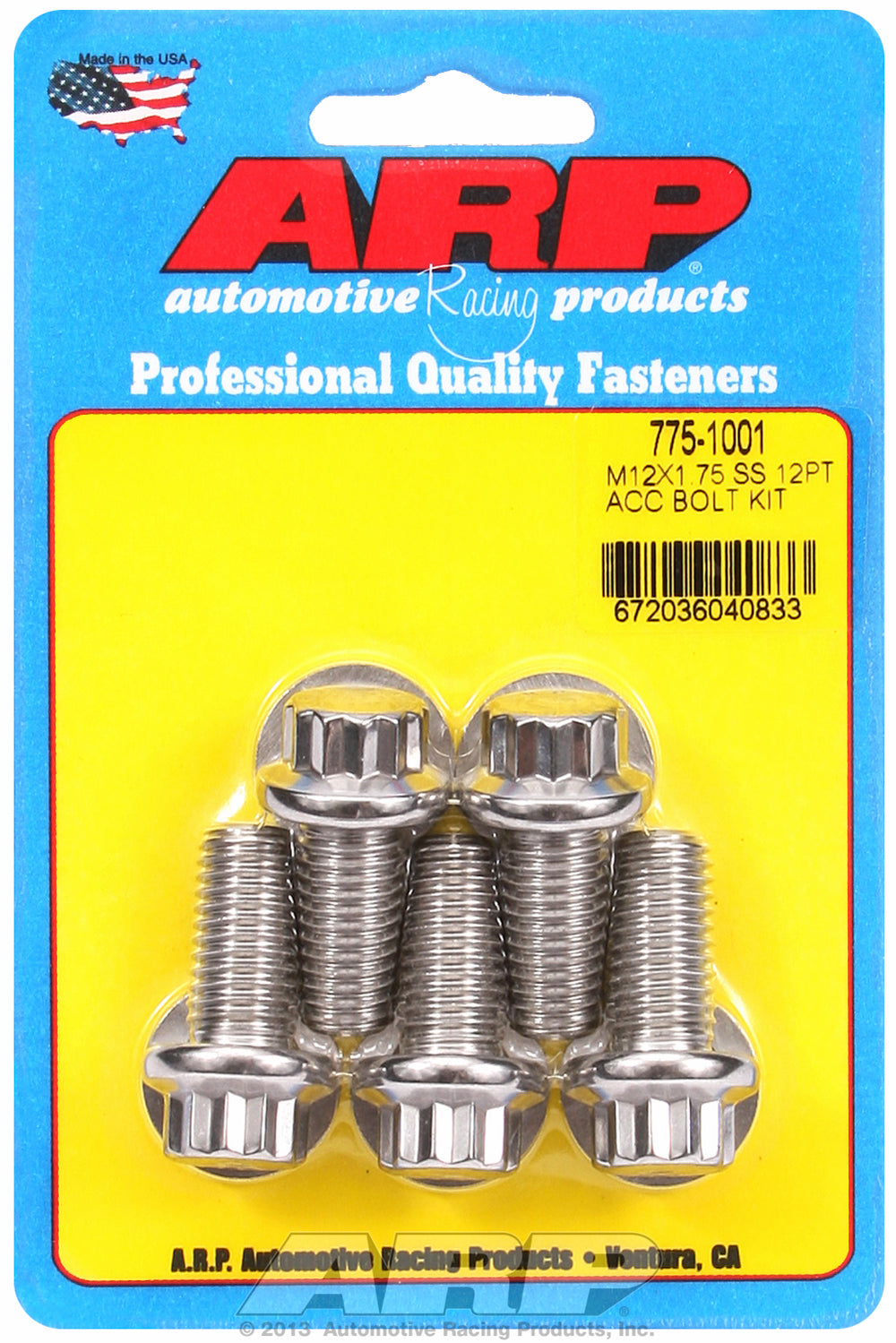 M12 x 1.75 x 25 12pt SS bolts