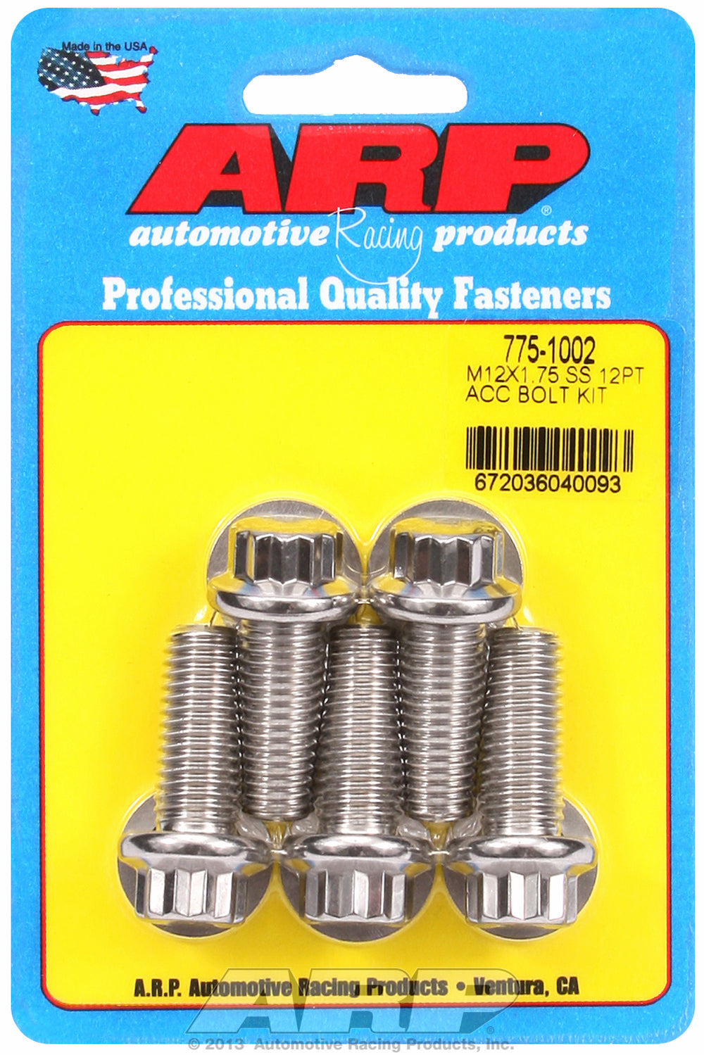 M12 X 1.75 X 30 12pt SS bolts